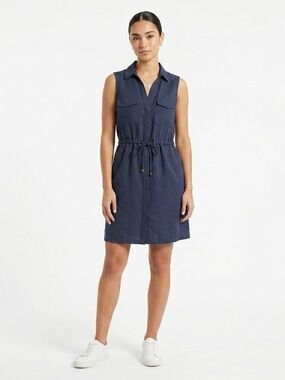 H&M, Sleeveless Navy Shirt Dress - S